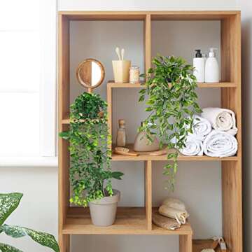 WXBOOM 3 Pack Artificial Hanging Plants Fake Potted Greenery Eucalyptus,Artificial Mandala Vine in Pot for Home Room Indoor Outdoor Shelf Decor