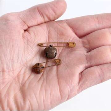 Rusty Tin Safety Pins and Jingle Bells Set for Crafts