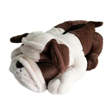 Fuzzy Bulldog Slippers for Adults and Kids - Cozy Comfort