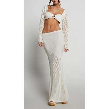 Women Sexy 2 Piece Skirt Set Sleeveless Crop Camis Top Split Maxi Midi Skirts Outfit Y2k Trendy Beach Wear