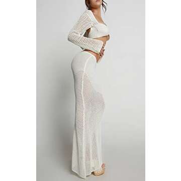 Women Sexy 2 Piece Skirt Set Sleeveless Crop Camis Top Split Maxi Midi Skirts Outfit Y2k Trendy Beach Wear