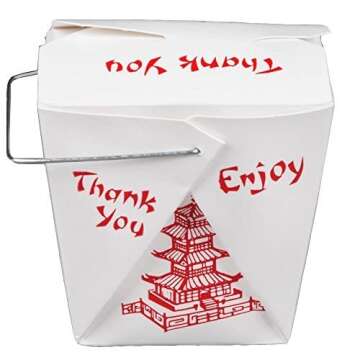15 Count 16 oz Pagoda Wire Handle Chinese Takeout Box