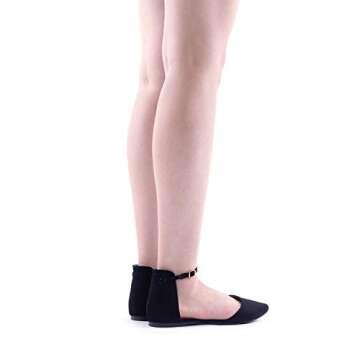 DREAM PAIRS Women's Pointed Toe Dress Flats Ankle Strap D'Orsay Ballet Comfort Slip On Casual Flat Shoes for Wedding Work Office Business,Size 9,Black/Suede,Flapointed-Ankle
