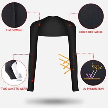 SATINIOR 4 Pairs Cooling Shawl Arm Sleeves with Finger Hole Anti-UV Arm Sleeves for Women Golfing Driving (Black, White) (Vest)