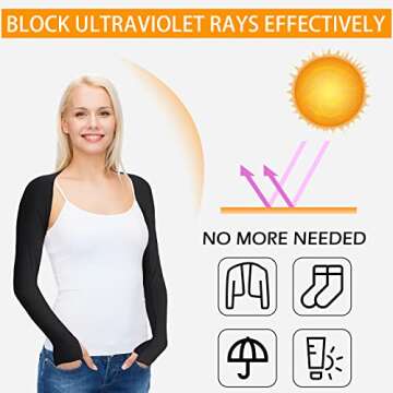 SATINIOR 4 Pairs Cooling Shawl Arm Sleeves with Finger Hole Anti-UV Arm Sleeves for Women Golfing Driving (Black, White) (Vest)