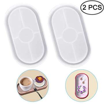AFUNTA DIY Oval Resin Tray Mold, 2 Pcs Flexible Plate Dish Resin Molds Epoxy Resin Casting Mold for ...