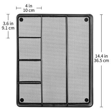Amazon Basics Desk Drawer Organizer for Office and Home, Metal Mesh, Anti-Slip, 6 Compartments, Black