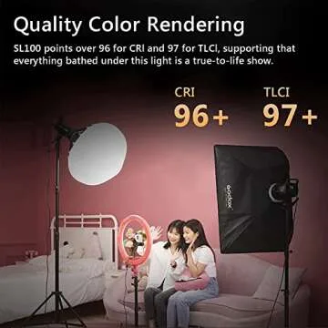 Godox SL100D Daylight LED Video Light, 100W 5600K 32100Lux @1M CRI 96+TLCI 97+ Bowens Mount COB LED Continuous Light, 8 FX Effects 0-100% Brightness Studio Light with RC-A6 Remote