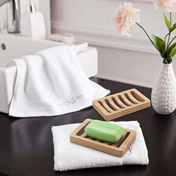AmazerBath Soap Holder Soap Dish, Bamboo Soap Dish, 2 Pack Wood Soap Holder, Bar Soap Holder for Sho...