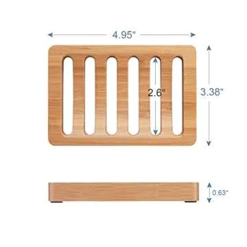 AmazerBath Soap Holder Soap Dish, Bamboo Soap Dish, 2 Pack Wood Soap Holder, Bar Soap Holder for Shower, Soap Tray Self Draining, Soap Saver for Shower, Bathroom, Kitchen(Natural Color)