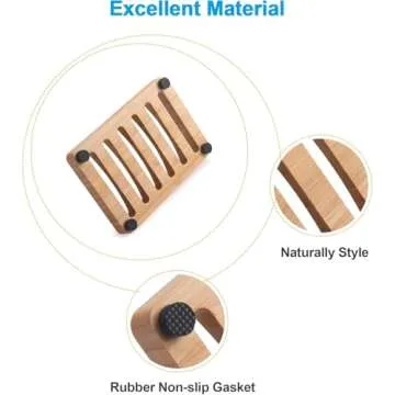 AmazerBath Soap Holder Soap Dish, Bamboo Soap Dish, 2 Pack Wood Soap Holder, Bar Soap Holder for Shower, Soap Tray Self Draining, Soap Saver for Shower, Bathroom, Kitchen(Natural Color)