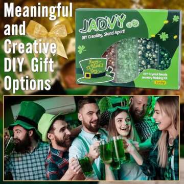 JADVY St Patricks Day Crystal Beads for Bracelets Making Kit, Glass Crystal Beads for Jewelry Making Kit with Charms, Beads & Bead Assortments for St Patricks Day Crafts Decorations Accessories