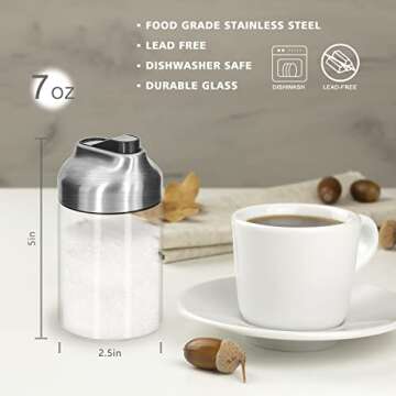 Aelga Glass Sugar Dispenser with Pour Spout, Weighted Pourer, Coffee Bar Accessories for Coffee, Tea and Baking