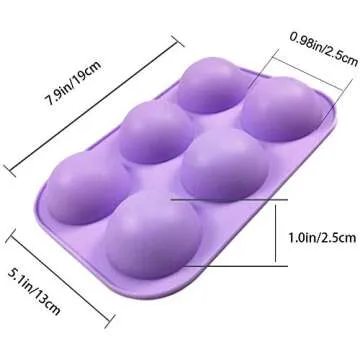 2 Pack 6-Cavity Semi Sphere Silicone Mold, Baking Mold for Making Hot Chocolate Bomb, Cake, Jelly, D...
