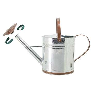 Arcadia Garden Products WC14 Classic Shiny Galvanized Metal Watering Can, Easy-Pour, Indoor and Outdoor, 2.6 gal