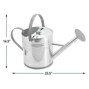 Arcadia Garden Products WC14 Classic Shiny Galvanized Metal Watering Can, Easy-Pour, Indoor and Outdoor, 2.6 gal