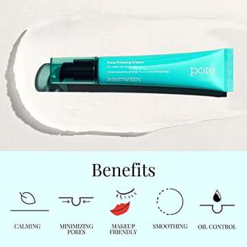 Blithe Inbetween Pore Priming Cream Matte Primer for Oily Skin Control, Calming Mugwort Cica & Green Tea Extract for Blemish Relief, Korean Makeup Pore Minimizer Primer with Mattifying Finish 1 Fl Oz