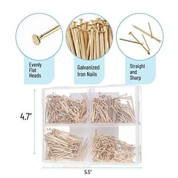 Mr. Pen- Nail Assortment Kit, 600 Pcs, 4 Sizes, Gold, Small Nails, Nails for Hanging Pictures, Finishing Nails, Wall Nails for Hanging, Pin Nails, Hardware Nails, Assorted Nails, Galvanized Nails
