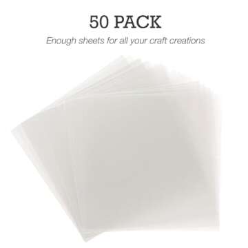 Samsill 50 Pack 12x12 .007 Clear Craft Plastic Sheets Compatible with Cricut, Stencils, Cards, Journ...