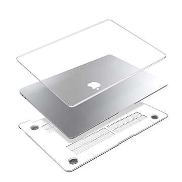 G JGOO Compatible with MacBook Air 13 Inch Case 2022 2021 2020 2019 2018 Release M1 A2337 A2179 A1932 Touch ID, Clear Plastic Hard Shell Case + 2 Keyboard Covers + Screen Protector