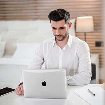 G JGOO Compatible with MacBook Air 13 Inch Case 2022 2021 2020 2019 2018 Release M1 A2337 A2179 A1932 Touch ID, Clear Plastic Hard Shell Case + 2 Keyboard Covers + Screen Protector