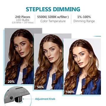 Neewer LED Ring Light 18-inch Outer Diameter with Top/Bottom Dual Hot Shoe, Mirror, Smartphone Holder, Light Stand, Soft Tube, Color Filter for Makeup Facial Beauty Portrait Video Shooting(US Plug)