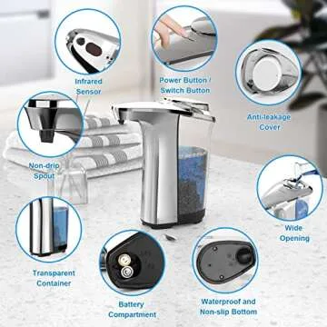 PZOTRUF Touchless Soap Dispenser with Infrared Sensor