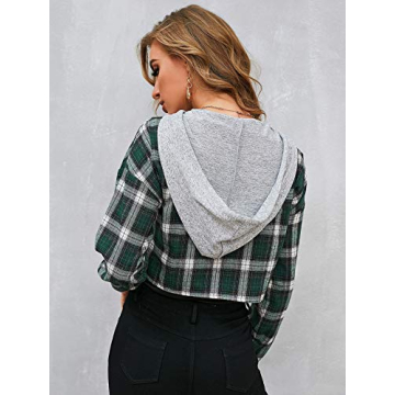Stylish SOLY HUX Plaid Women's Hoodie Crop Top