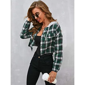 Stylish SOLY HUX Plaid Women's Hoodie Crop Top