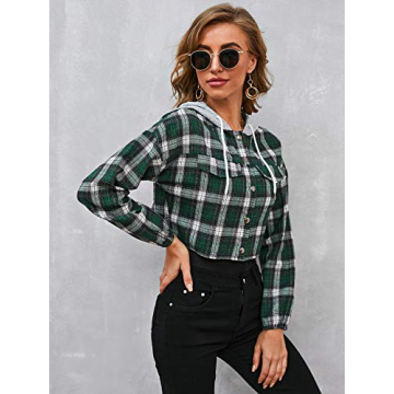 Stylish SOLY HUX Plaid Women's Hoodie Crop Top