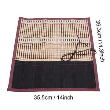 TOPINCN Portable Bamboo Painting Brush Holder Rollup Bag