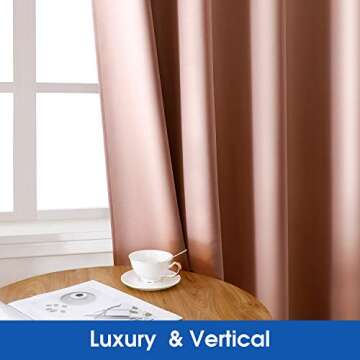 HOMEIDEAS 2 Panels Blush Pink Faux Silk Blackout Curtains, 52 X 108 Inch Room Darkening Satin Thermal Insulated Window Drapes for Bedroom, Indoor, Nursery