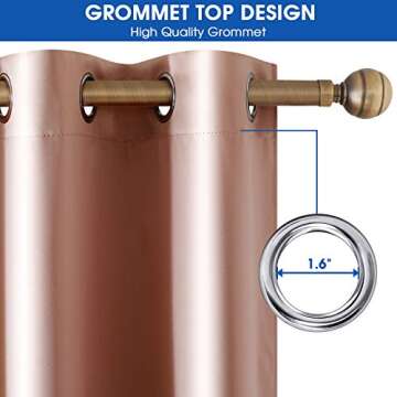 HOMEIDEAS 2 Panels Blush Pink Faux Silk Blackout Curtains, 52 X 108 Inch Room Darkening Satin Thermal Insulated Window Drapes for Bedroom, Indoor, Nursery