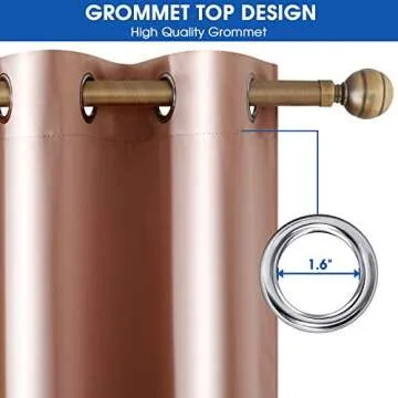 HOMEIDEAS 2 Panels Blush Pink Faux Silk Blackout Curtains, 52 X 108 Inch Room Darkening Satin Thermal Insulated Window Drapes for Bedroom, Indoor, Nursery