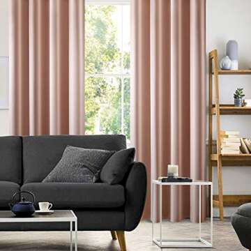 HOMEIDEAS 2 Panels Blush Pink Faux Silk Blackout Curtains, 52 X 108 Inch Room Darkening Satin Thermal Insulated Window Drapes for Bedroom, Indoor, Nursery