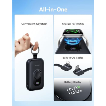 RORRY Portable Charger, 20000mAh PD 30W Portable Charger Power Bank with 2 Built-in Cables, Super Fa...