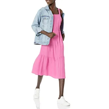 Amazon Essentials Women's Fluid Twill Tiered Flare Dress
