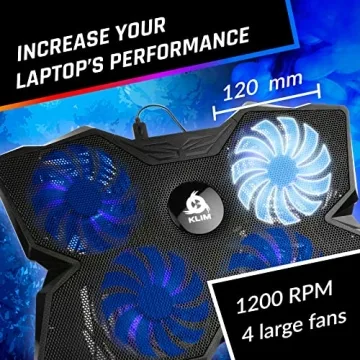 KLIM Wind Laptop Cooling Pad 4 Fans 1200 RPM USB Blue