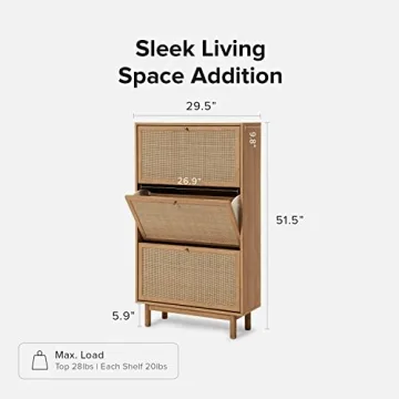 Hannah Shoe Cabinet Natural Rattan Storage Organizer