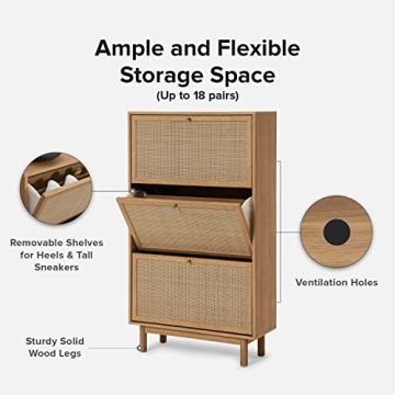 Hannah Shoe Cabinet Natural Rattan Storage Organizer