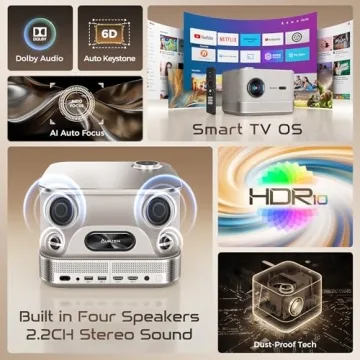 AURZEN BOOM 3 Smart 4K Projector with WiFi & Bluetooth