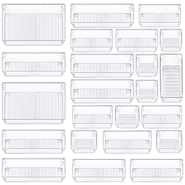 CHEFSTORY 23 PCS Clear Drawer Organizers Set for Home Organization
