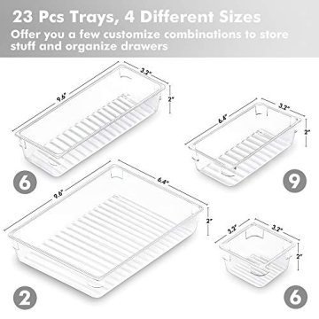 CHEFSTORY 23 PCS Clear Drawer Organizers Set for Home Organization