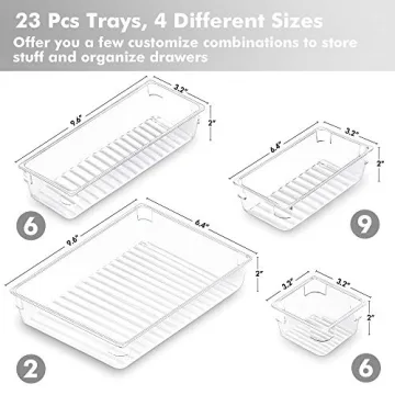 CHEFSTORY 23 PCS Clear Drawer Organizers Set for Home Organization