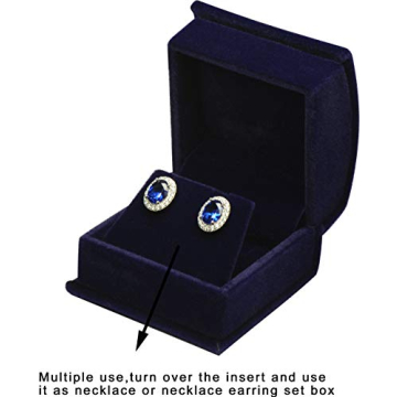 Luxury Navy Blue Velvet Jewelry Gift Box