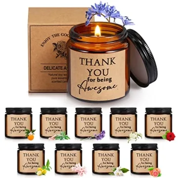 Fumete 10 Pcs Thank You Candles Bulk Valentine's Day Candle Thank You for Being Awesome Scented Cand...