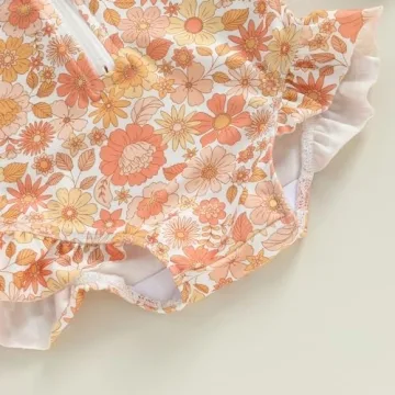 MERSARIPHY Baby Girl Swimsuit Rash Guard with Hat