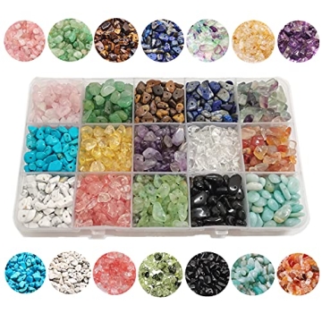GangGangHao 1888 Pcs Natural Chip Stone Beads About 500g Irregular Gemstones Healing Crystal Loose R...