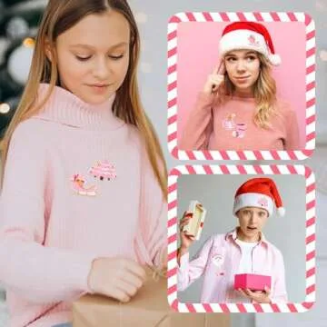 9 Pink Christmas Iron on Patches for Festive DIY Crafts