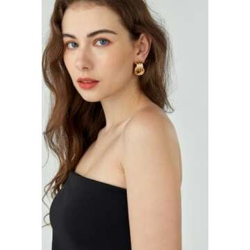 Chunky Gold Knot Dangle Earrings for Women, Statement, Lightweight and Hypoallergenic(Medium-Gold)